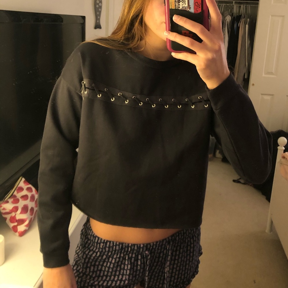 Enough about me... cropped black sweatshirt